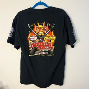 Kart racing T-shirt with front and back graphics. Black and bold. Size L